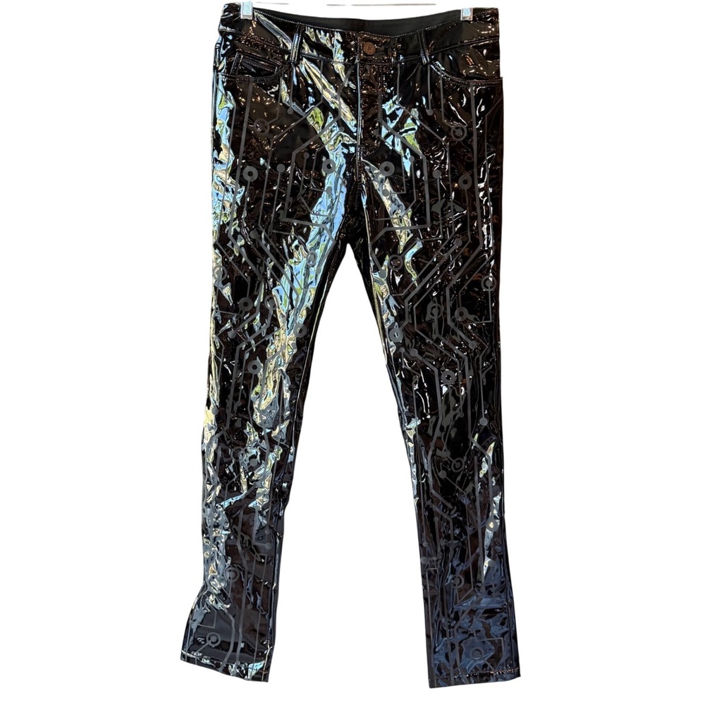 Devil Fashion Mens Gothic Patent Pants Cyberpunk Rave Club Black Sz Medium NEW